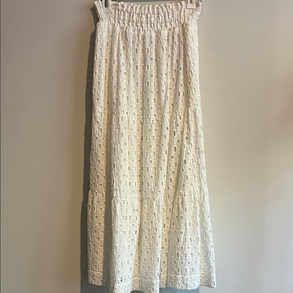 Anthropologie White Eyelet Maxi Skirt